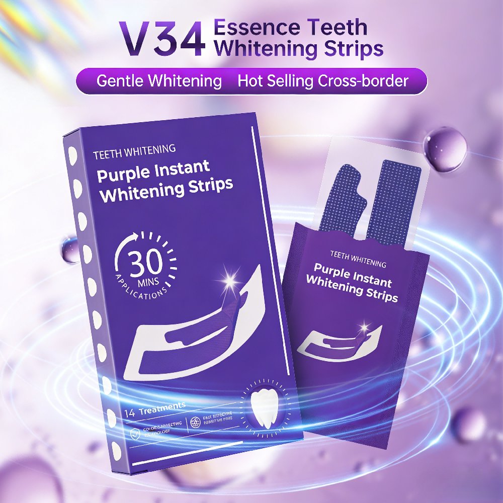 Teeth Whitening Home Kit - Lila Zahnaufhellungsstreifen - Ohne Empfindlichkeit, Sofortige
