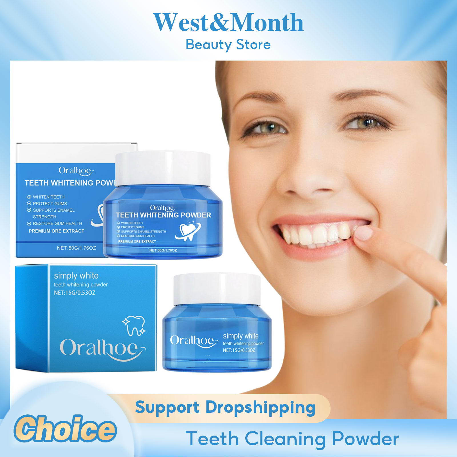 Teeth Whitening Co - Zahnaufhellendes Pulver, Fleckenentfernung, verhindert Mundgeruch, Zahnschmerzen,