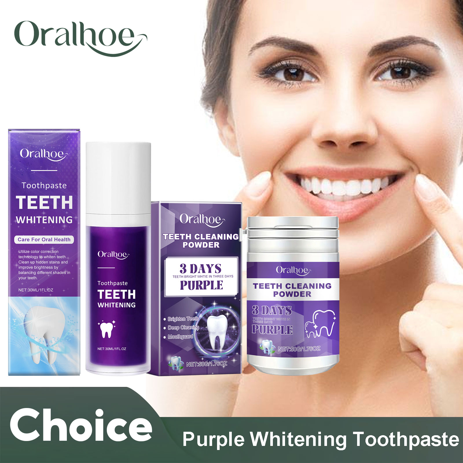 Teeth Whitening Co - Lila Korrektor Zahnaufhellung Zahnpasta Tiefenreinigung Zähne