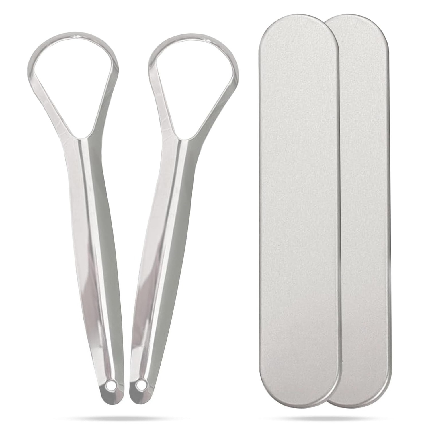 Tongue Scraper Metal - 1/2 Stück Zungenschaber aus Edelstahl für
