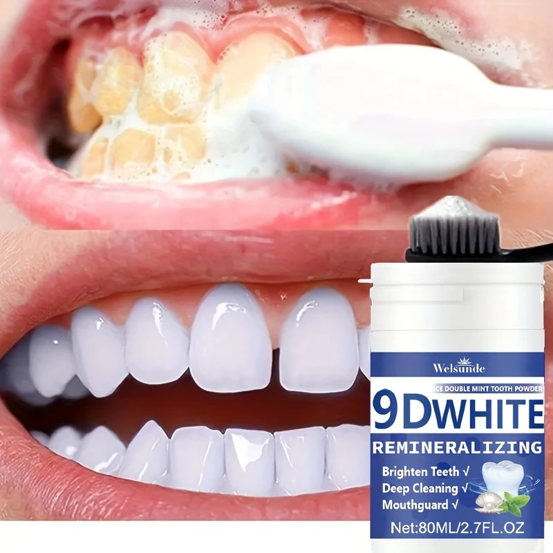 Teeth Whitening Co - 9D Weißes Remineralisierendes Hydroxylapatit-Zahnpulver, Zahnaufhellungspulver, Tiefenreinigung,
