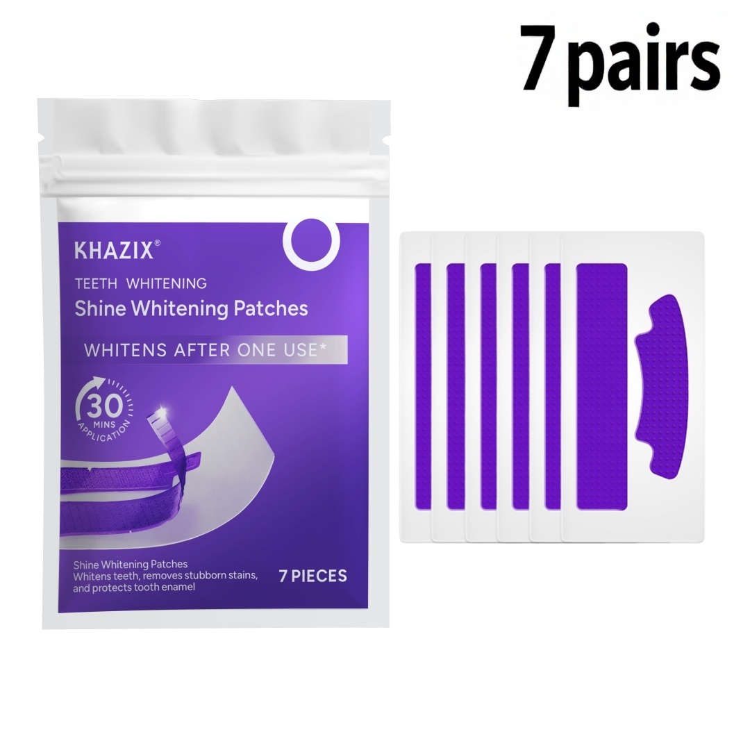 Teeth Whitening Routine - 7 Paar Zahnaufhellungsstreifen, Lila Zahnaufhellungspflaster, Tragbare