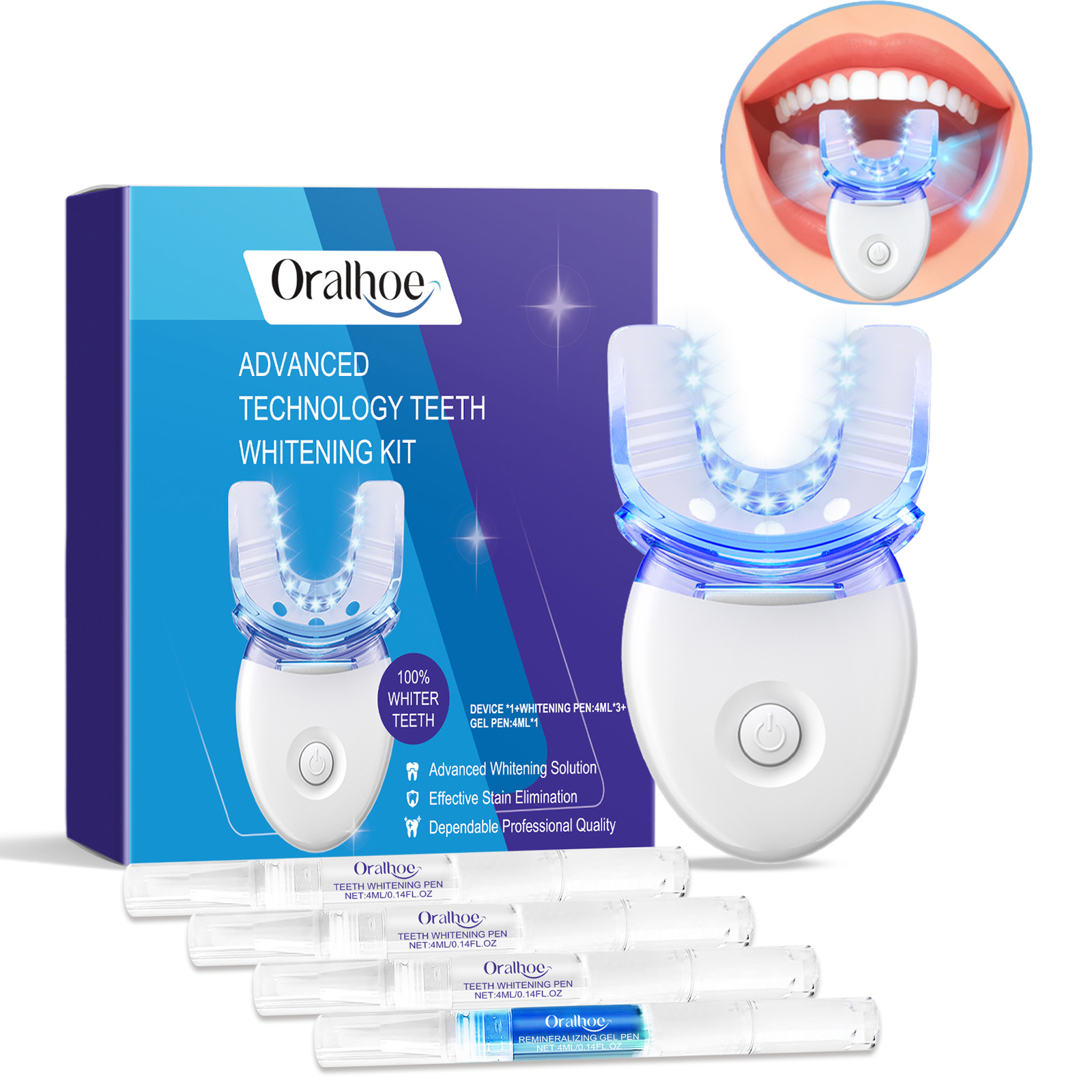 Teeth Whitening Zoom - Professionelles LED-Lichtset zur Zahnaufhellung mit 4-fachem