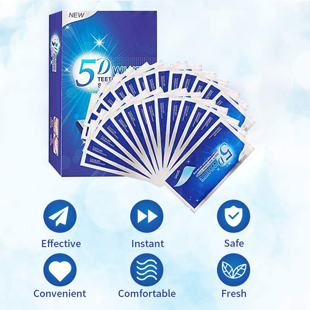 5D Weiße Zahnweißstreifen, Auf – Teeth Whitening Home Kit Bewertung und Preis