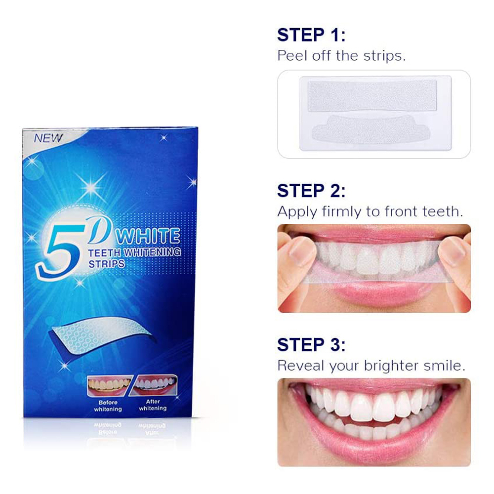 5D Weiße Zahnweißstreifen, Auf – Teeth Whitening Home Kit Bewertung und Preis
